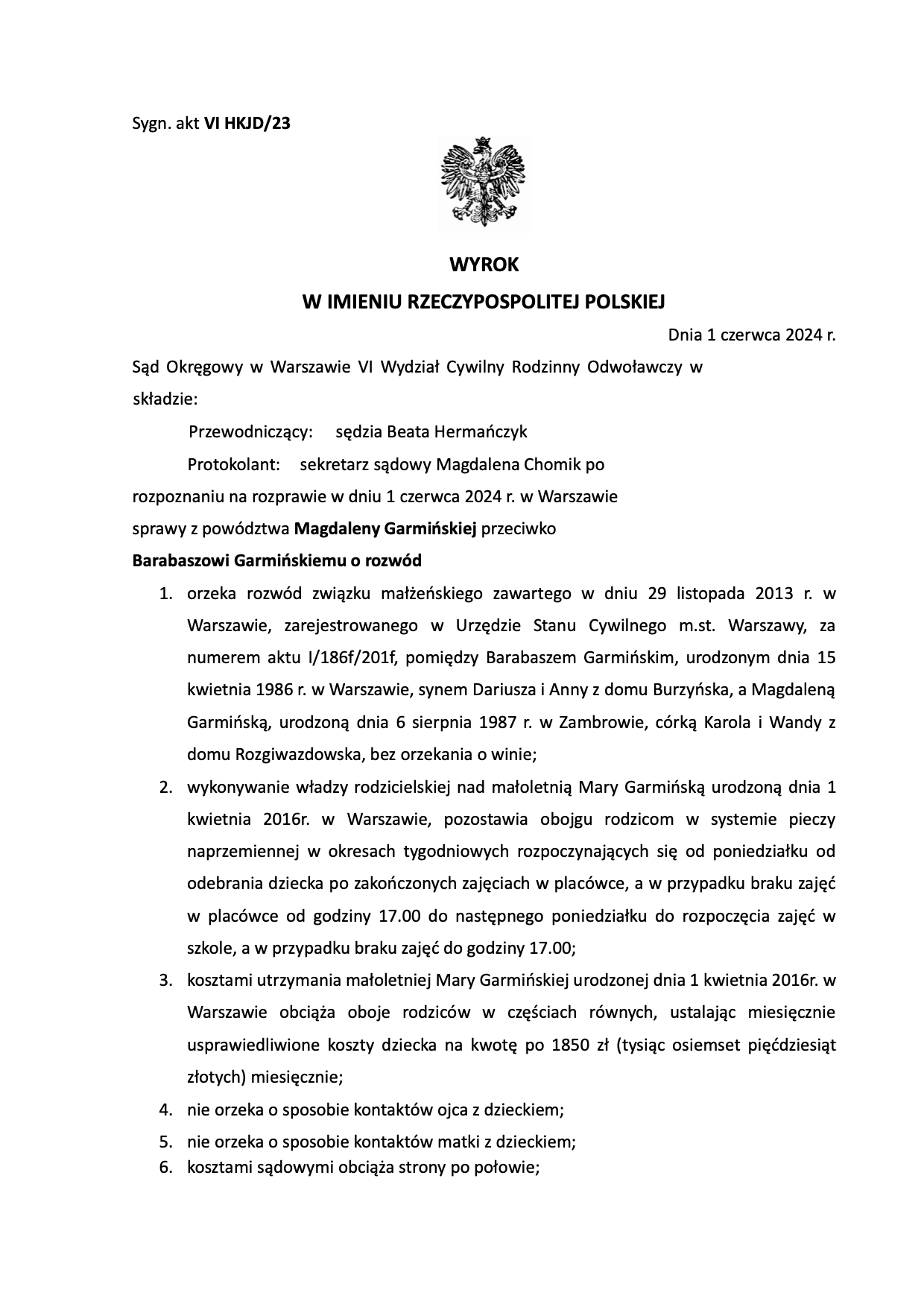 Przykładowy wyrok